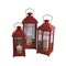 Melrose Set of 3 Red Mission Style Pillar Candle Lanterns 20"